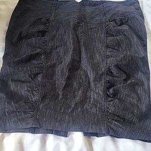 TORRID Ruched Black Denim Skirt Shirred Sides Back Slit, Side Zip, Plus Size: 20